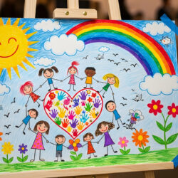 colorful art on an easel