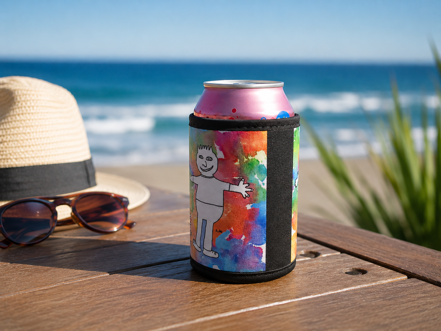 Beverage Hugger with beach background