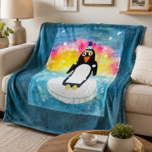 Blue Blanket on couch