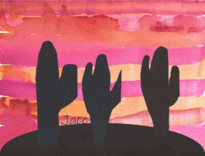 Sunset Artwork with cactus