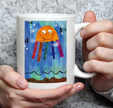 coffee mug with kids art