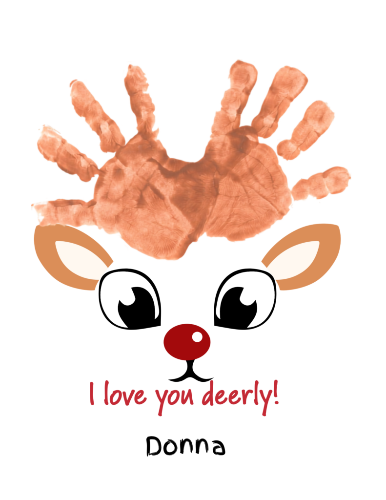I love you "deerly" handprint template