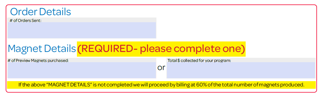 Shipping Form B magnet section