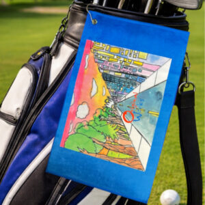 Golf Towel/Scrubber on a golf bag