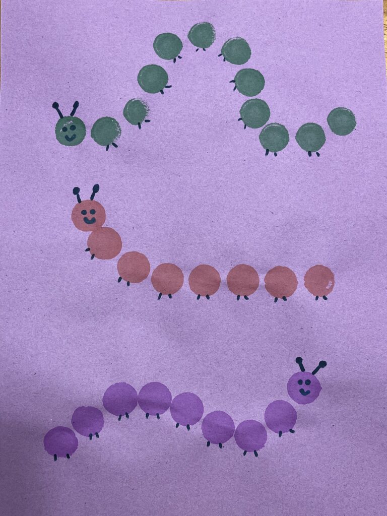 spring dot marker caterpillar project for kids