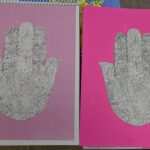 art on pink paper background