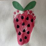 kids summer strawberry craft using footprints
