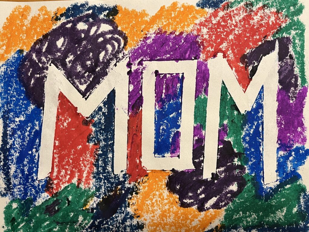 tape resist name art for mom