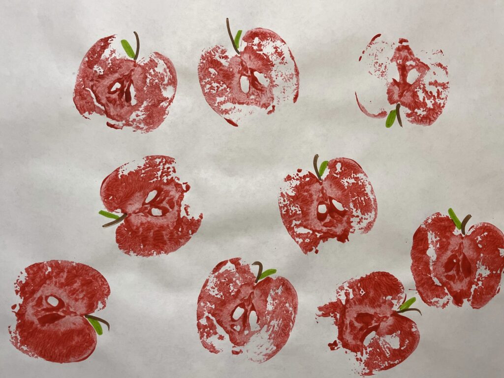 elementary school apple stamping project