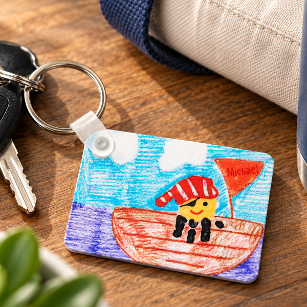 Keychain with handprint pirate artwork