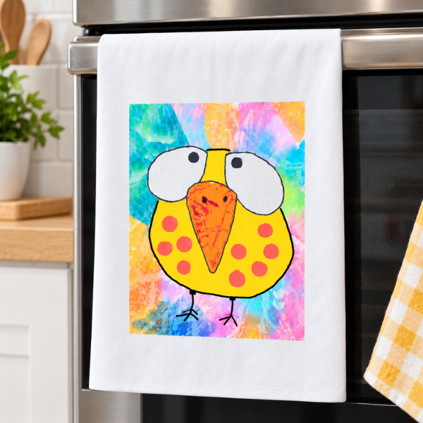 Kitchen towel with yellow bird