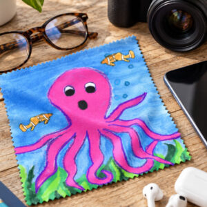 Lens cloth with octopus artwork