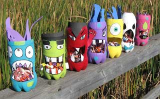 homemade monster containers - arts and crafts