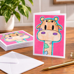 Notecard with giraffe artwork