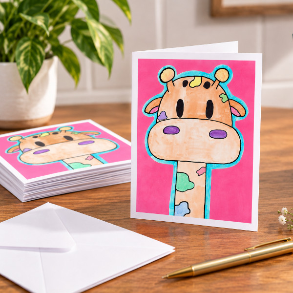 Notecard with giraffe artwork