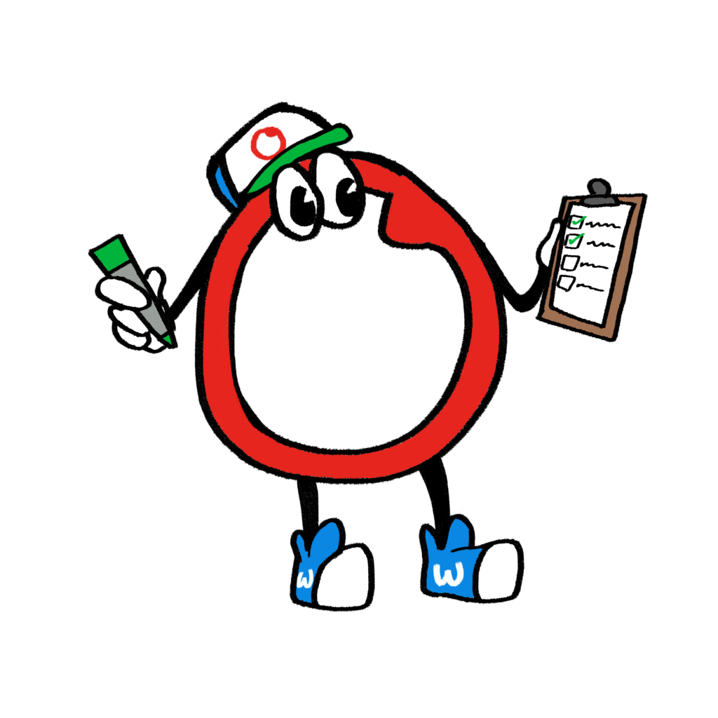 OWY mascot with checklist