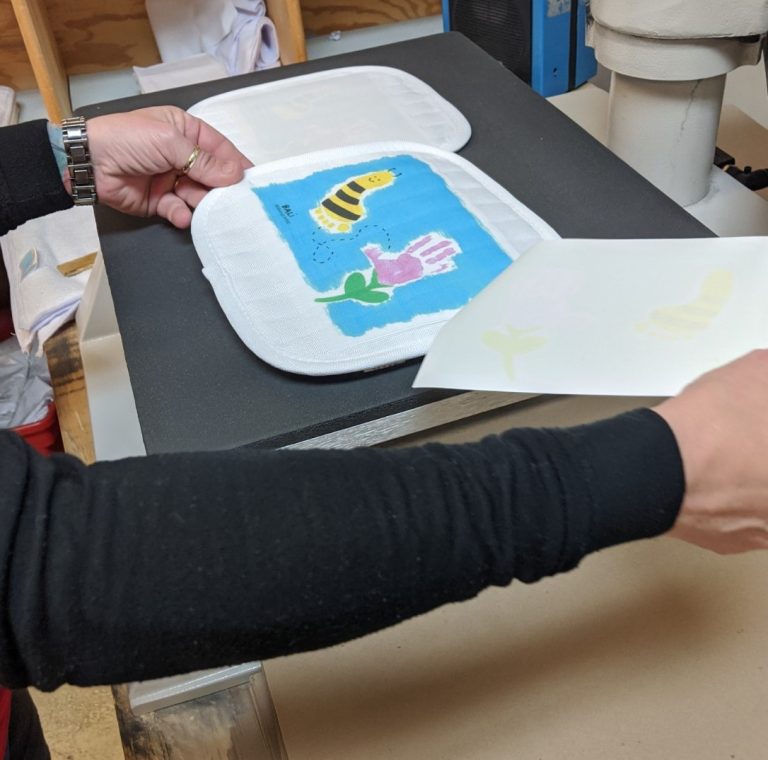 Oven Mitt coming off the press