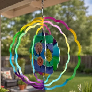 Colorful Wind Spinner hanging outside
