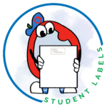 OWY mascot with artwork and a label on the back of it