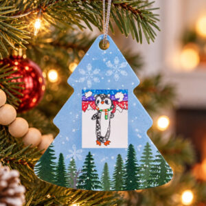 Tree Ornament with penguin artwork