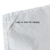 White kitchen towel with loop for hanging