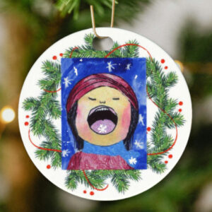 Round ornament with wreath background