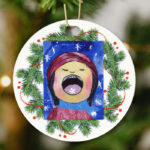 Original Works wreath ornament with child's artwork