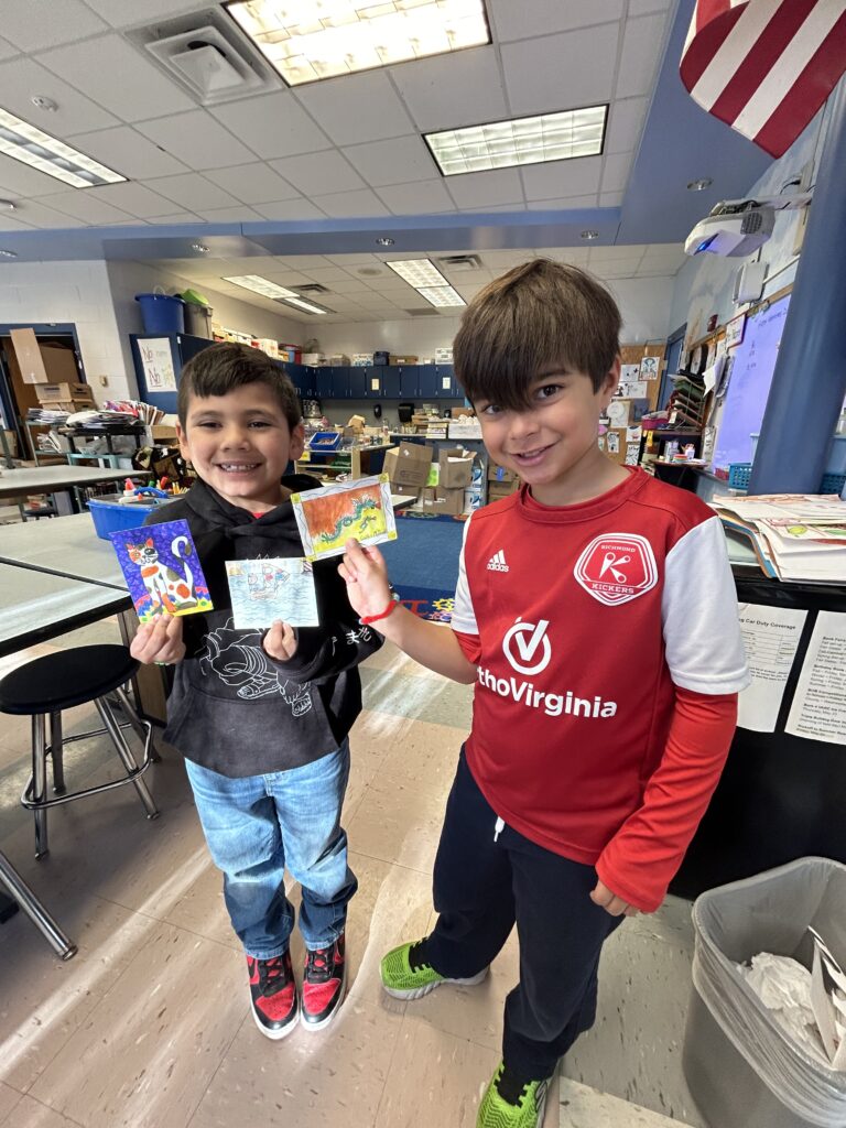 children holding original works products