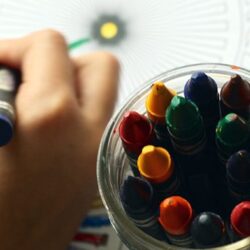 thick crayons in a jar