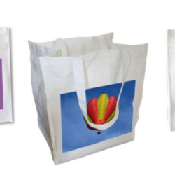 three tote bags in a row